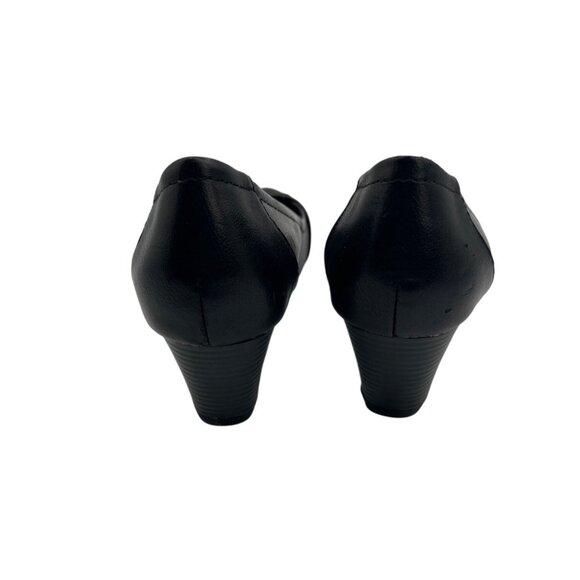 BareTraps Size 8.5  Leather Wedge Heels Slip-On Studded Design Black - Picture 11 of 13